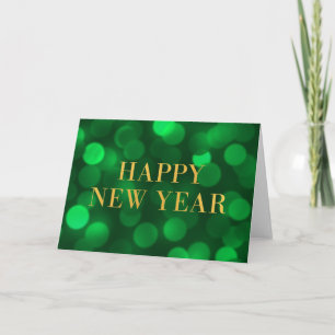 Tarjeta Festiva El Bokek verde esmeralda ilumina el oro feliz año 