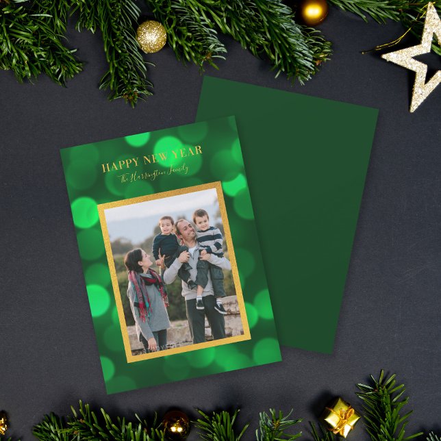 Tarjeta Festiva El Bokek verde esmeralda ilumina el oro feliz año  (Subido por el creador)