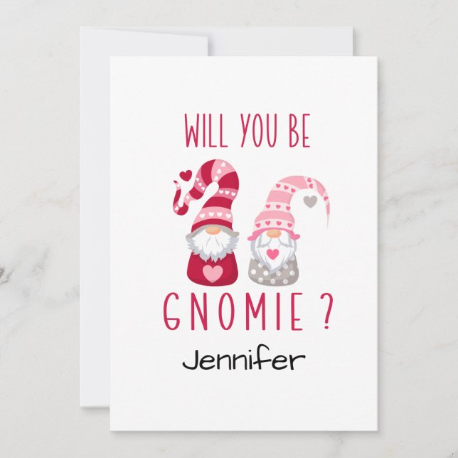 Tarjeta Festiva El bonito Gnome Personalizado San Valentín Románti (Anverso)