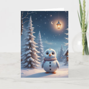 Tarjeta Festiva El Búho de la Alegría Invernal