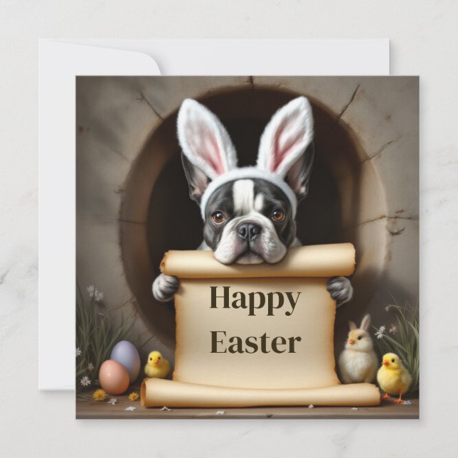 Tarjeta Festiva El Bulldog francés y el mensaje (Anverso)