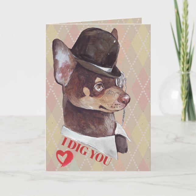 Tarjeta Festiva El Caballero Chihuahua Perro Te Cavo (Anverso)