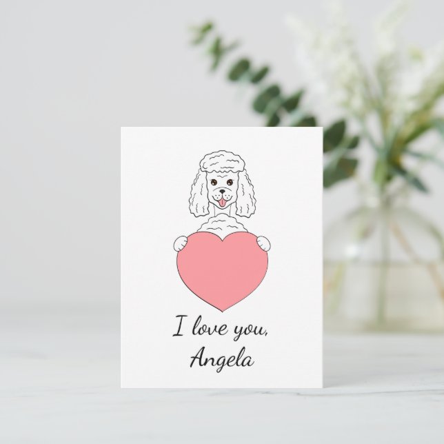 Tarjeta Festiva El caniche lindo en el amor San Valentín (Anverso de pie)