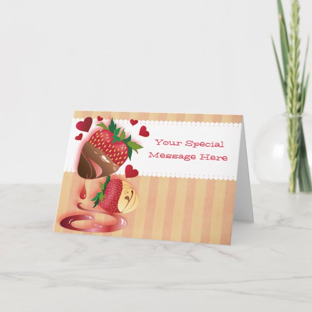 Tarjeta Festiva El caramelo del tiempo de Olde sumergió las fresas (Anverso)