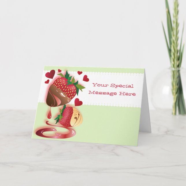 Tarjeta Festiva El caramelo sumergió las fresas (Anverso)