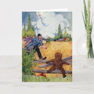 Tarjeta Festiva El chico del pan de jengibre escapa