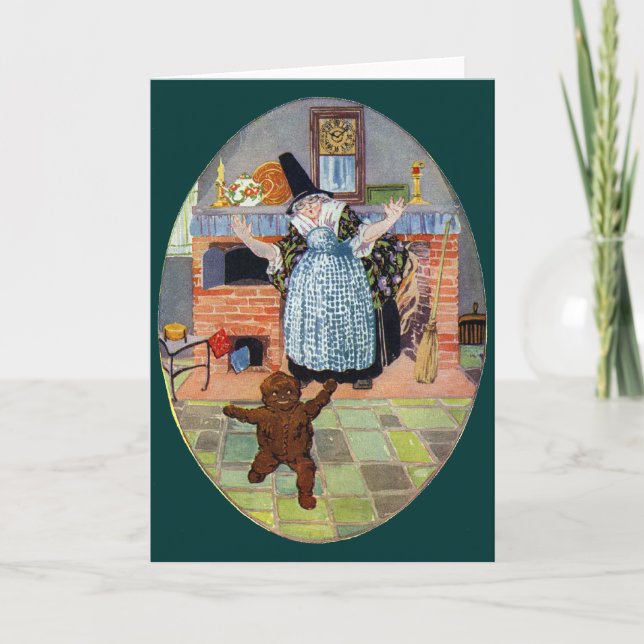 Tarjeta Festiva El chico del pan de jengibre sale del horno (Anverso)