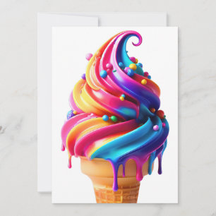 Tarjeta Festiva El clásico cono de helado vibrante de SlipperyJoe 