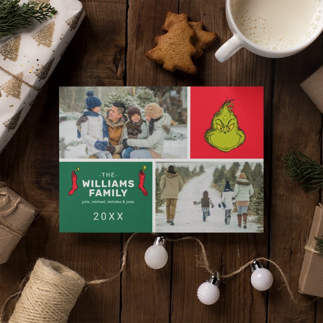 Tarjeta Festiva El Collage de fotos familiar de los Navidades Grin (Subido por el creador)