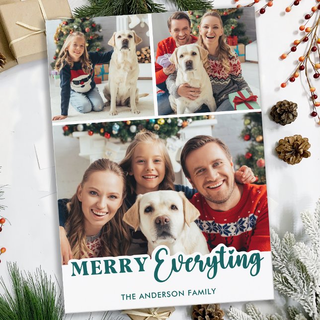Tarjeta Festiva El Collage de fotos moderno personaliza todo (Subido por el creador)
