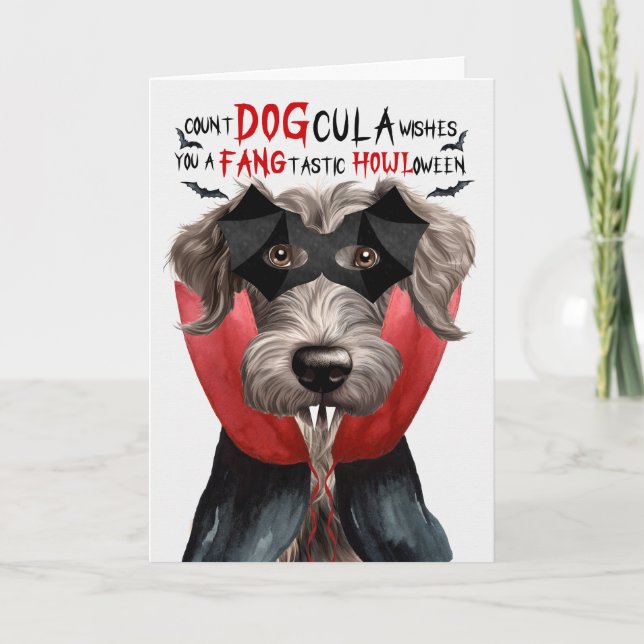 Tarjeta Festiva El conde divertidos escocés de Deerhound DOGcula H (Anverso)