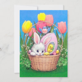 Tarjeta Festiva El conejo de Pascua cutáneo retro vintage añade me