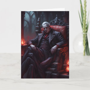 Tarjeta Festiva El conteo de vampiros sentado en Halloween