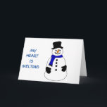 TARJETA FESTIVA EL CORAZÓN DE SNOWMAN ES NAVIDADES DE MELING SIN "<br><div class="desc">ESTE NOVIEMBRE CUTÁNEO TIENE UN CORAZÓN DE MELING Y ES UN POCO AZUL. ¡ESTÁ PERDIENDO A ALGUIEN A LA HORA DE LOS "NAVIDADES"!</div>