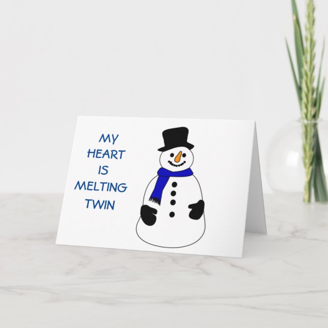 TARJETA FESTIVA EL CORAZÓN DE SNOWPERSON ESTÁ MELLANDO - ¡SIN GUST (Anverso)