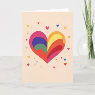 Tarjeta Festiva El corazón del arcoiris colorido
