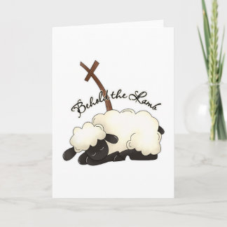 Tarjeta Festiva El cordero con crucifijo Behold el cordero