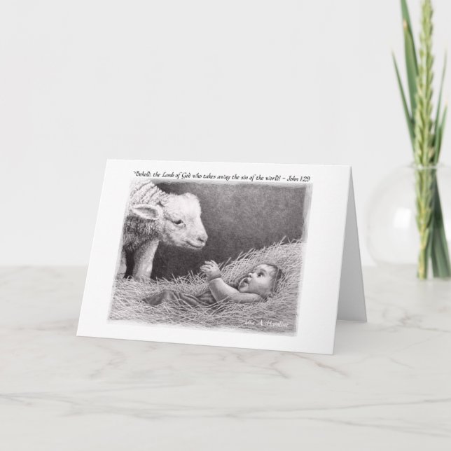 Tarjeta Festiva "El cordero" por Lisa Vento Hainline (Anverso)