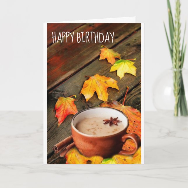 TARJETA FESTIVA **EL CUMPLEAÑOS DE OTOÑO TE DESEA" (Anverso)