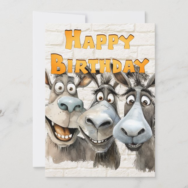 Tarjeta Festiva El cumpleaños gracioso de Donkey (Anverso)