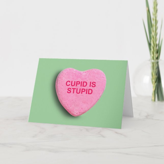 TARJETA FESTIVA EL CUPID ES CORAZÓN ESTÚPIDO DEL CARAMELO (Anverso)