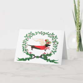 Tarjeta Festiva ¡El Dachshund negro ladrando para el JOY!