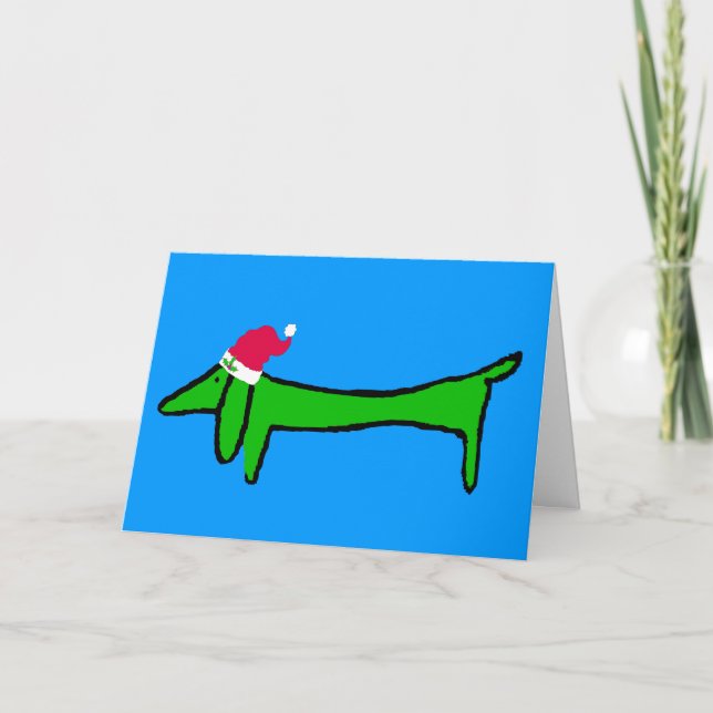 Tarjeta Festiva El Dachshund para los Navidades (Anverso)