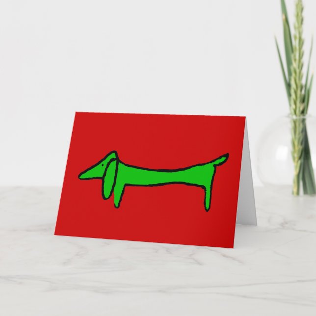 Tarjeta Festiva El Dachshund para los Navidades (Anverso)