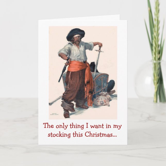 Tarjeta Festiva El deseo de los Navidades piratas (Anverso)