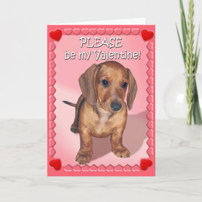 Tarjeta Festiva El deseo de un perrito del Dachshund para el día (Anverso)