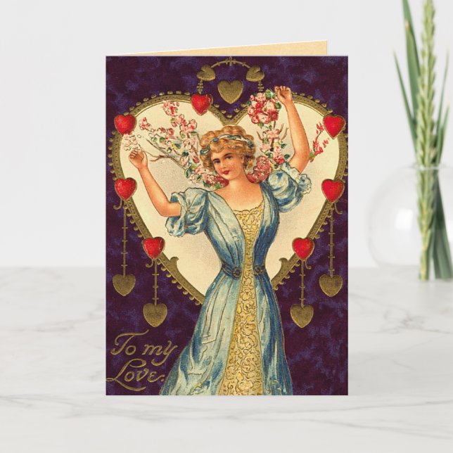 Tarjeta Festiva El deseo del corazón victoriano (Anverso)