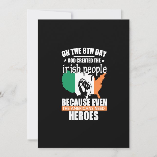 Tarjeta Festiva el día 8 dios creó al pueblo irlandés porque (Anverso)