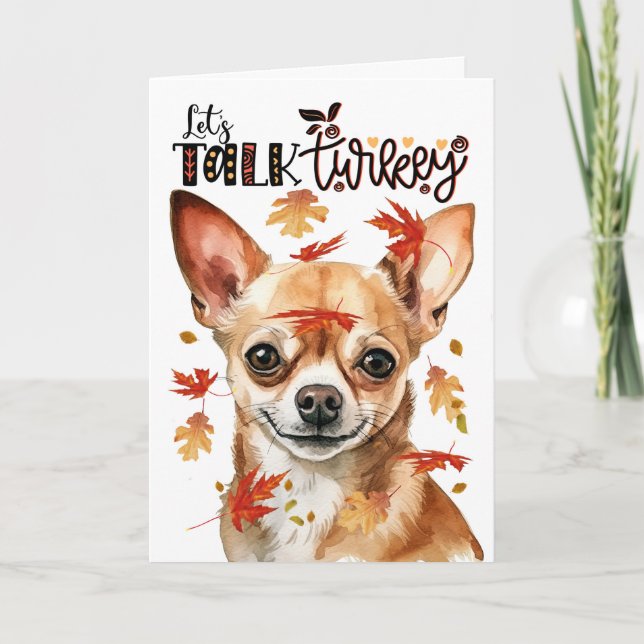 Tarjeta Festiva El Día de Acción de Gracias, Perro Chihuahua, habl (Anverso)