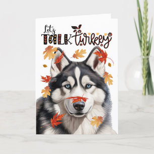 Tarjeta Festiva El Día de Acción de Gracias Perro Husky Siberiano