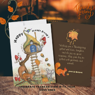 Tarjeta Festiva El Día de Amistad de Woodland - La acogedora escen