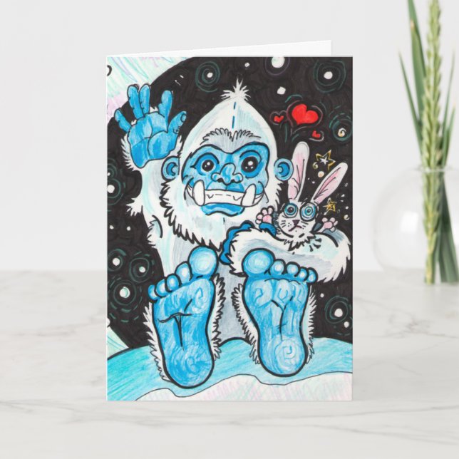 Tarjeta Festiva El día de fiesta abraza Yeti (Anverso)