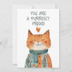 Tarjeta Festiva El día de Gato Galentine, amigo perfecto Quirky