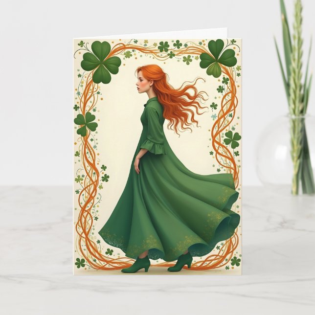 Tarjeta Festiva El Día de la Dama en Green St. Patrick (Anverso)