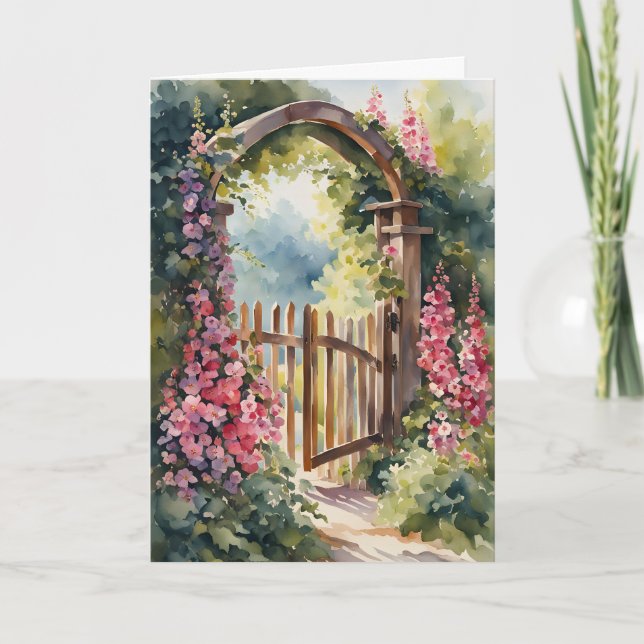 Tarjeta Festiva El Día de la Madre en la Puerta del Jardín (Anverso)