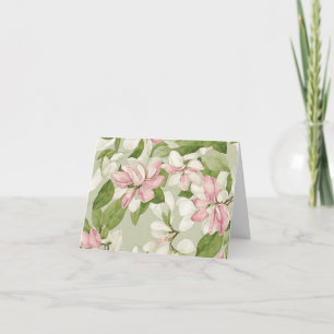 Tarjeta Festiva El Día de la Madre Magnolias Verde y Rosa Sabio