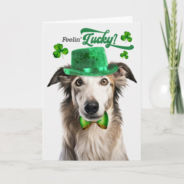 Tarjeta Festiva El Día de San Patricio de Borzoi (Anverso)