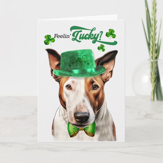 Tarjeta Festiva El Día de San Patricio de Bull Terrier (Anverso)
