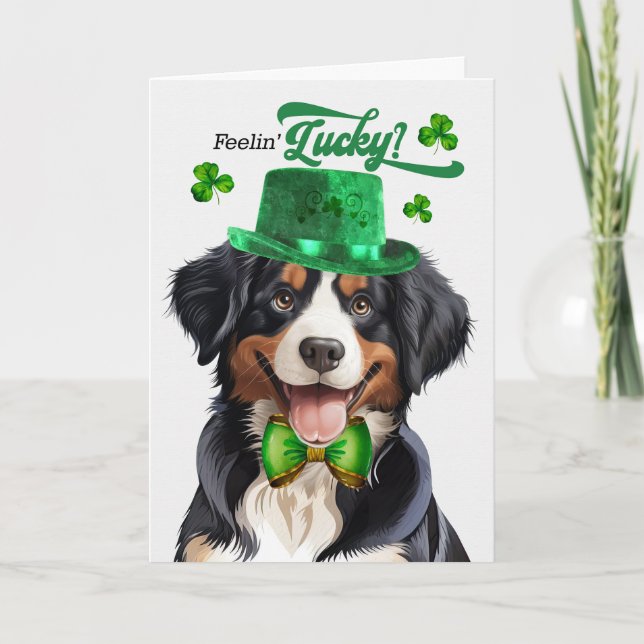 Tarjeta Festiva El Día de San Patricio de la Montaña Entlebucher (Anverso)