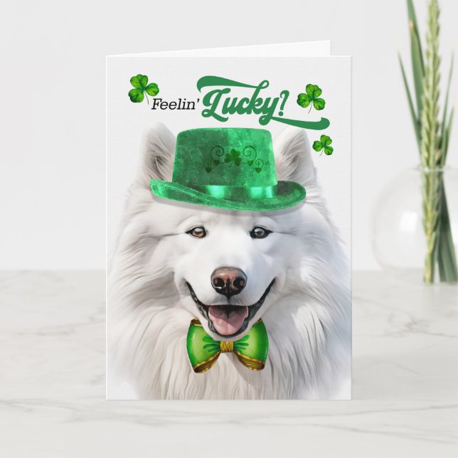 Tarjeta Festiva El Día de San Patricio de Samoyed Dog Feelin (Anverso)