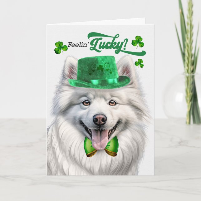 Tarjeta Festiva El Día de San Patricio, un perro esquimal estadoun (Anverso)