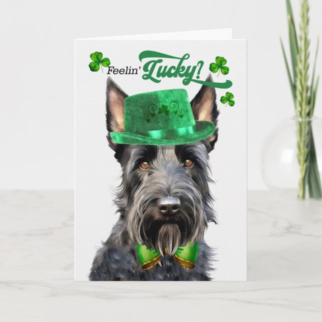 Tarjeta Festiva El Día de San Patricio, un perro terrible de Escoc (Anverso)
