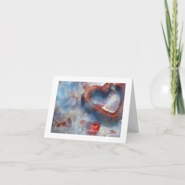 Tarjeta Festiva El día de San Valentín: 2 corazones rojos (Anverso)