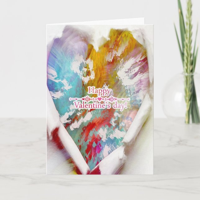 Tarjeta Festiva El día de San Valentín Abstracto desgarrado de cor (Anverso)