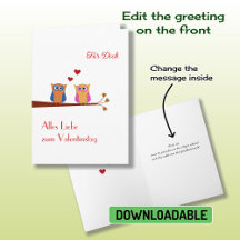 El día de San Valentín alemán lindo owls Holiday C