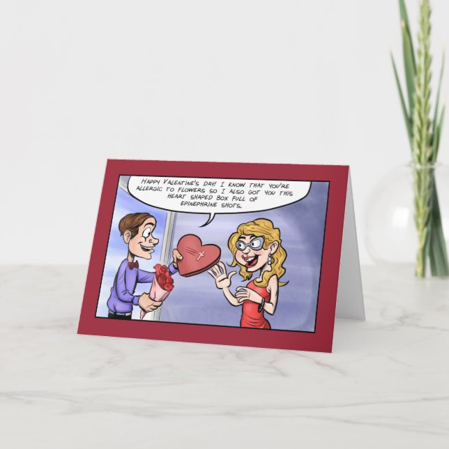 Tarjeta Festiva El día de San Valentín alérgico (Anverso)